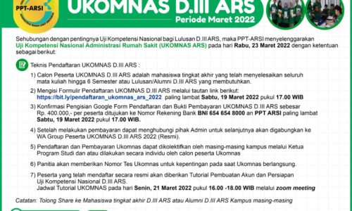 Pelaksanaan UKOMNAS D.III ARS Periode Maret 2022